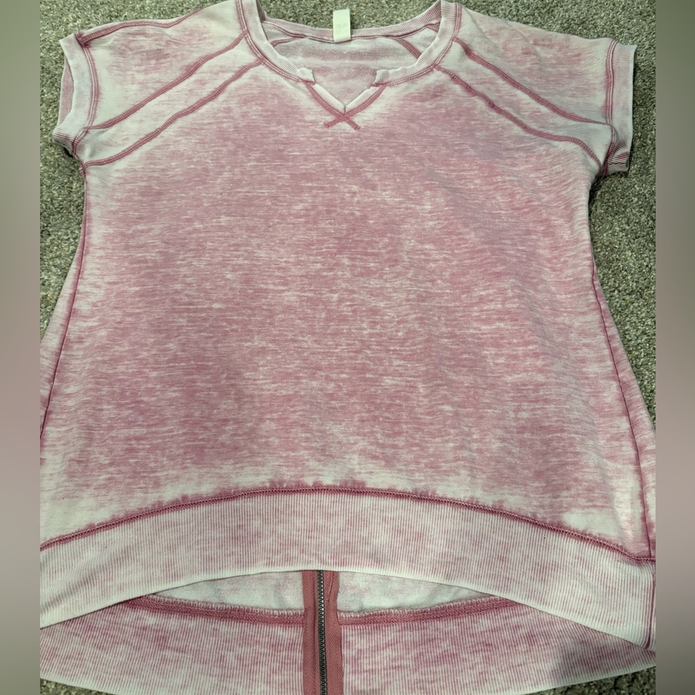 GreenTea Girls Heathered Pink Short-Sleeve Pullover